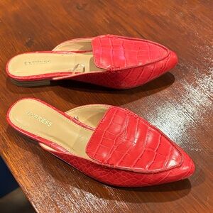 Express Vibrant Red Croc-Pattern Mules
